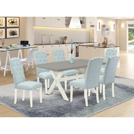 East West Furniture 7 Piece X-Style Modern Dining Set - Linen White X096CE215-7